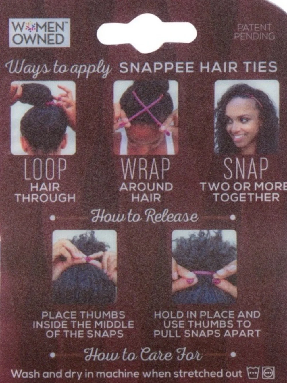 Snap Black Hair Ties in Pink SwirlyCurly Boxes